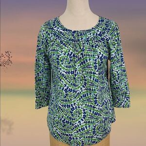 Vineyard Vines Blue Green Floral Tunic Top Small